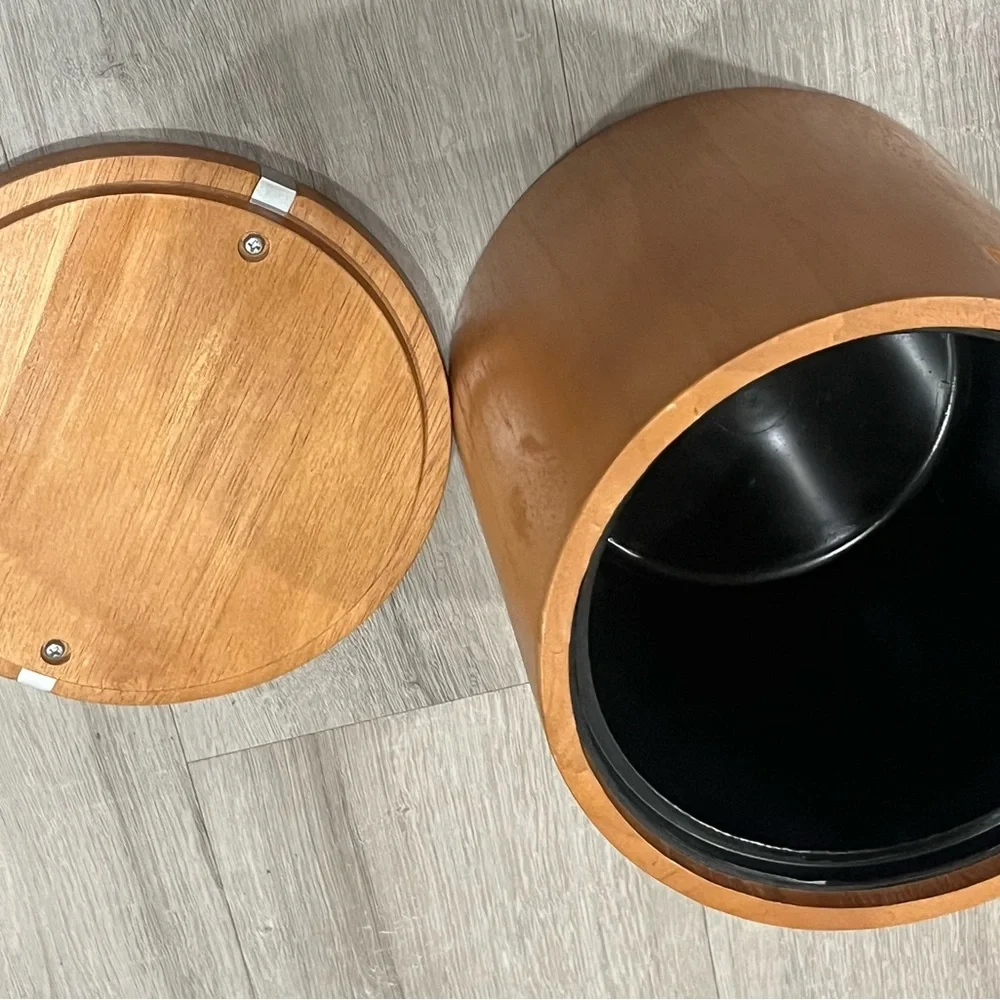 Crate&Barrel cherrywood MCM style ice bucket